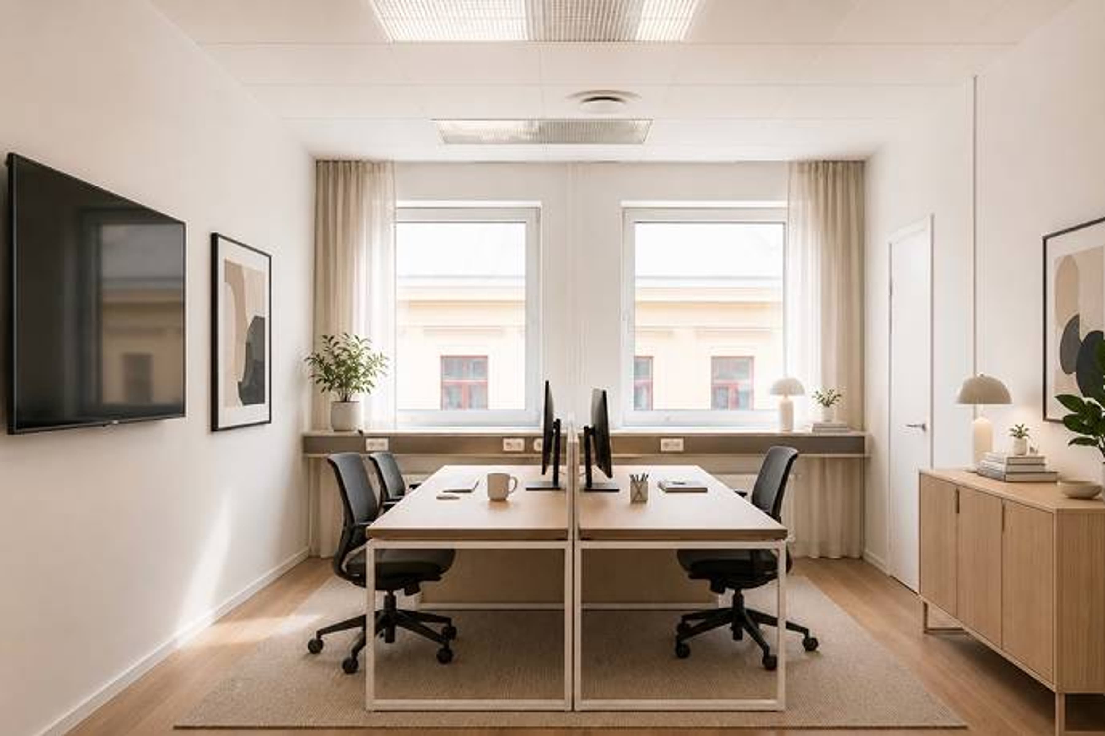 En illustration över ett kontor på Vågen Office.